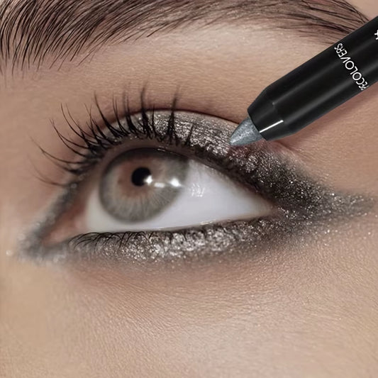 Pearlescent Eyeshadow Pencil Stick Highlight Stick, Black & Grey Shimmer Eye Shadow Pen with Eyeliner, 1Pc