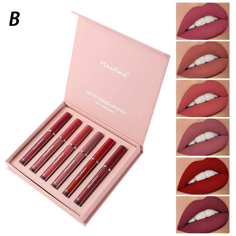 6-Color Lip Gloss Liquid Lip Gloss Cosmetic Liquid Lipstick Stain-Proof Waterproof Lip Gloss