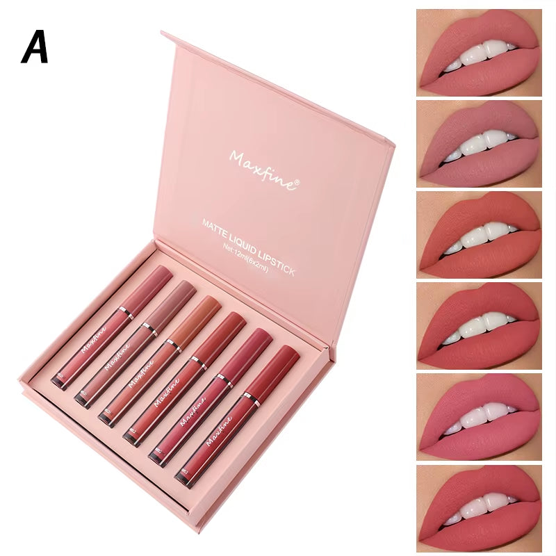 6-Color Lip Gloss Liquid Lip Gloss Cosmetic Liquid Lipstick Stain-Proof Waterproof Lip Gloss